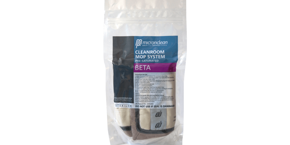 Micronclean pre-saturated cleanroom mop in a packet.