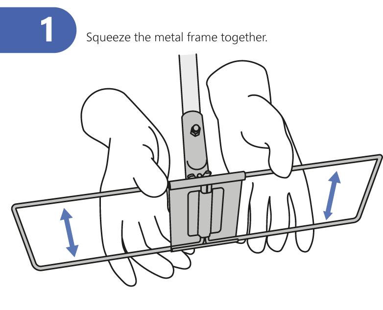 Squeeze the metal frame together. 