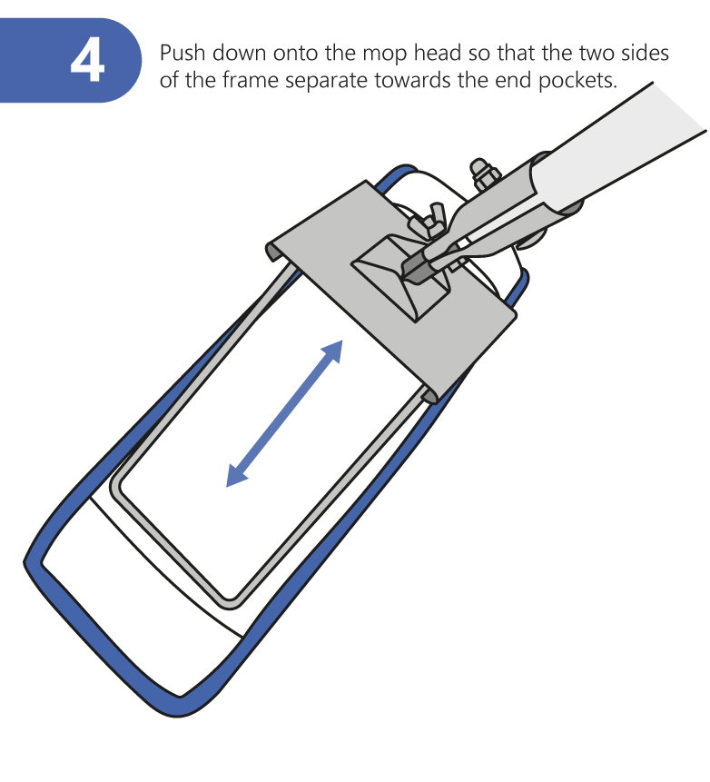 Push down onto the mop head so that the two sides of the frame separate towards the end pockets.