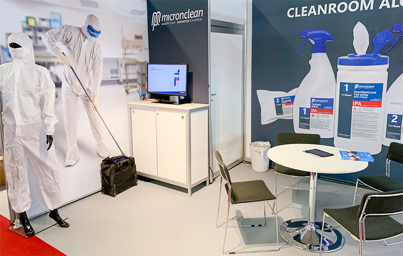 Der aufgebaute Micronclean-Messestand alternatives Foto.