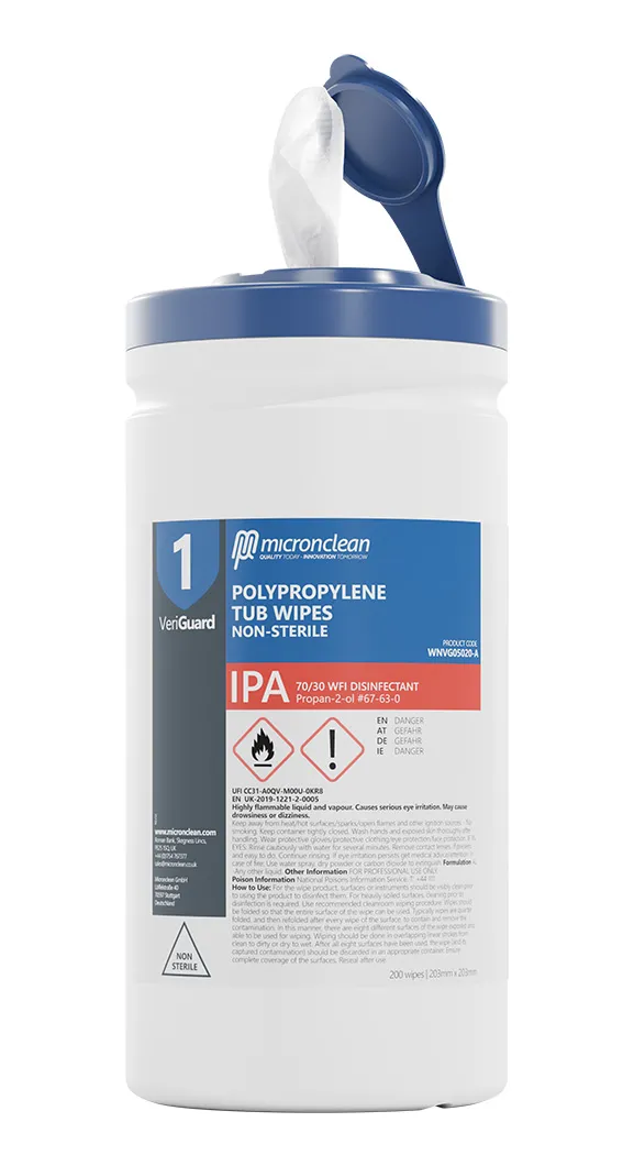 VeriGuard 1 - IPA Polypropylene Tub Wipe - Non-sterile | Micronclean