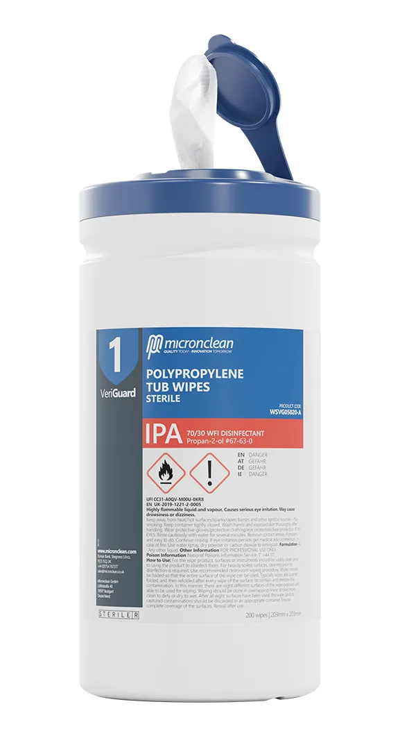 VeriGuard 1 - IPA Polypropylene Tub Wipe - Sterile | Micronclean