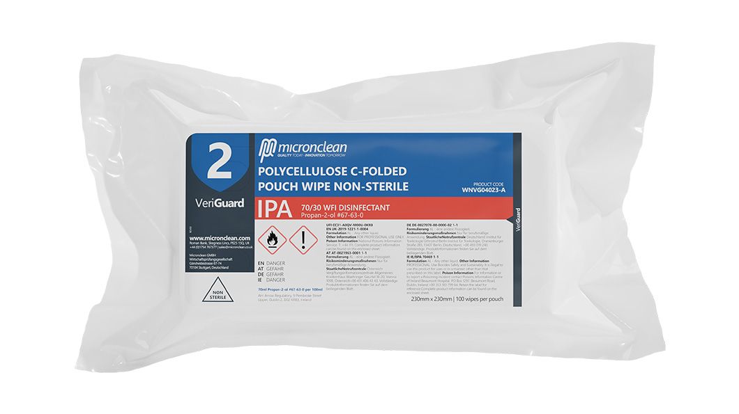 VeriGuard 2 - IPA Polycellulose C-Folded Pouch Wipe - Non-Sterile