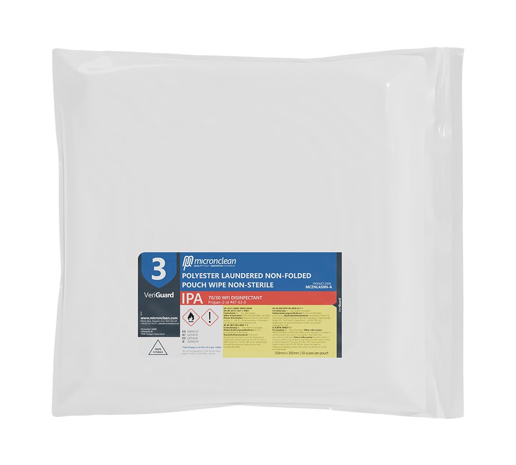 VeriGuard 3 - IPA Laundered Polyester Non-folded Pouch Wipe - Non-Sterile