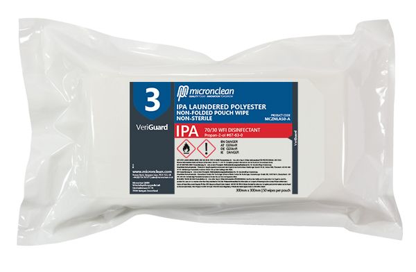 VeriGuard 3 - IPA Laundered Polyester Non-folded Pouch Wipe - Non-sterile