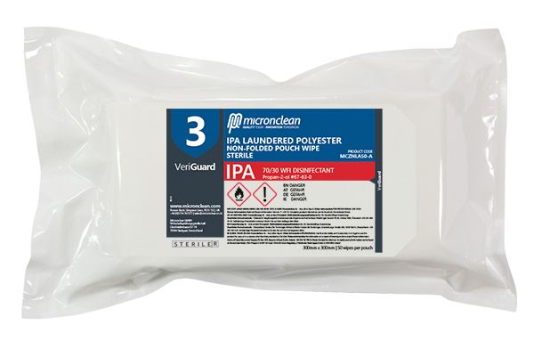 VeriGuard 3 - IPA Laundered Polyester Non-folded Pouch Wipe - Sterile