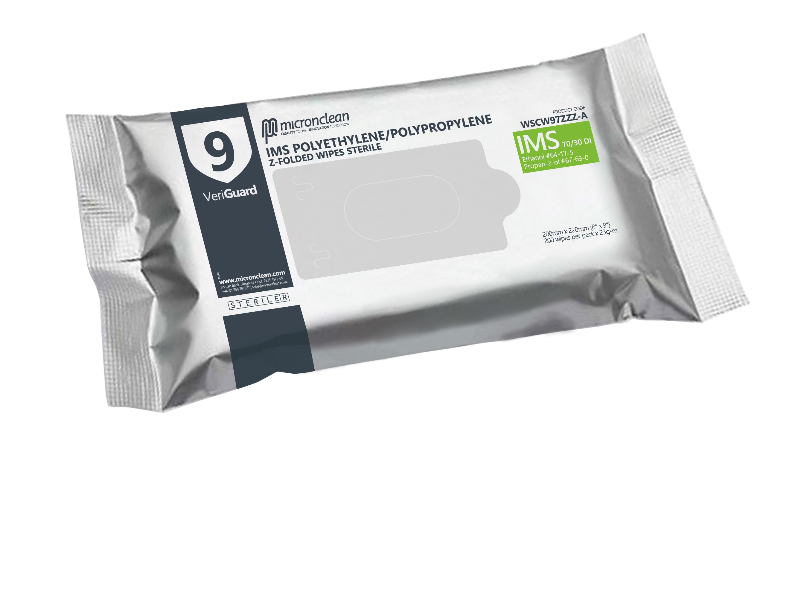 VeriGuard 9 - IMS Silver Pack Polyethylene/Polypropylene Z-folded Wipe - Sterile [EU]