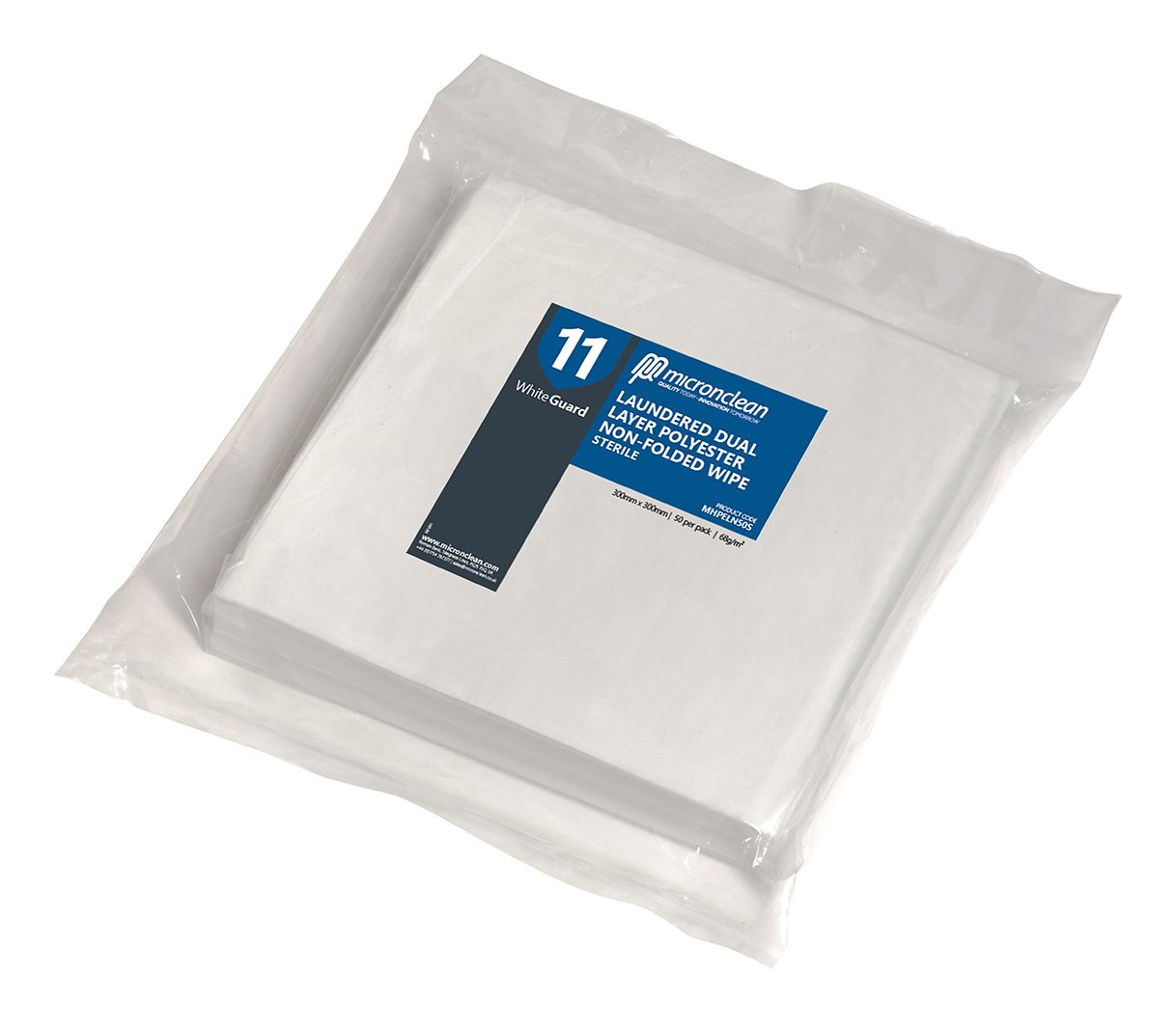 WhiteGuard 11 - Laundered Dual Layer Polyester Wipes - Sterile [IN]